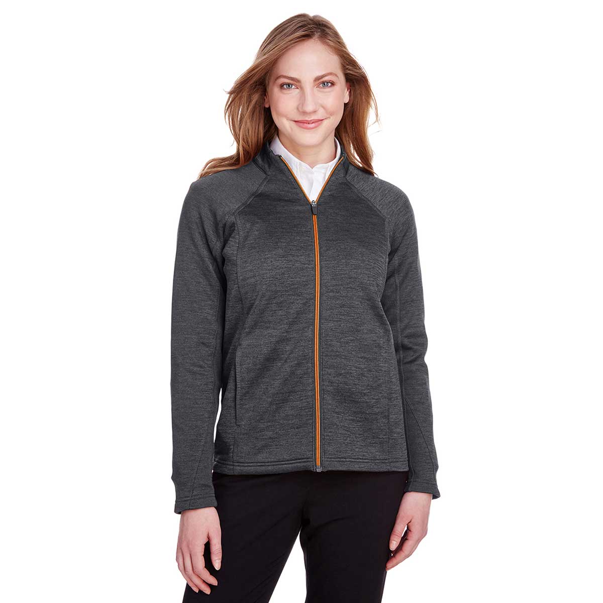 North End Women's Stunning Black Heather/Orange Soda Flux 2.0 Full-Zip Jacket