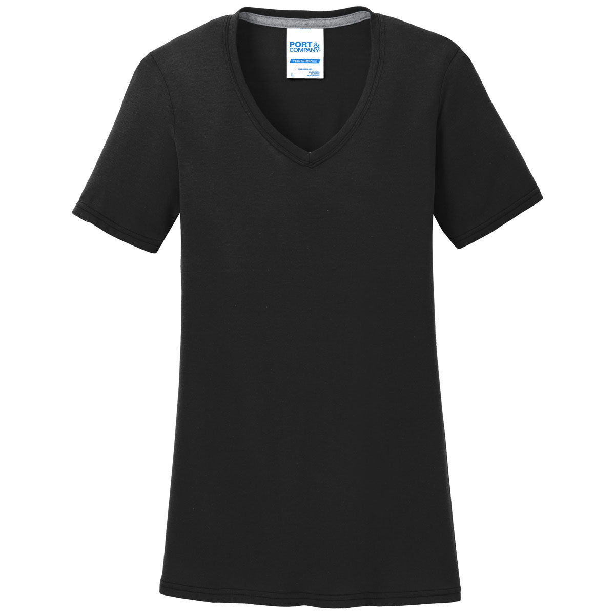 Port & Company Women's Stunning Jet Black Performance Blend V-Neck Tee