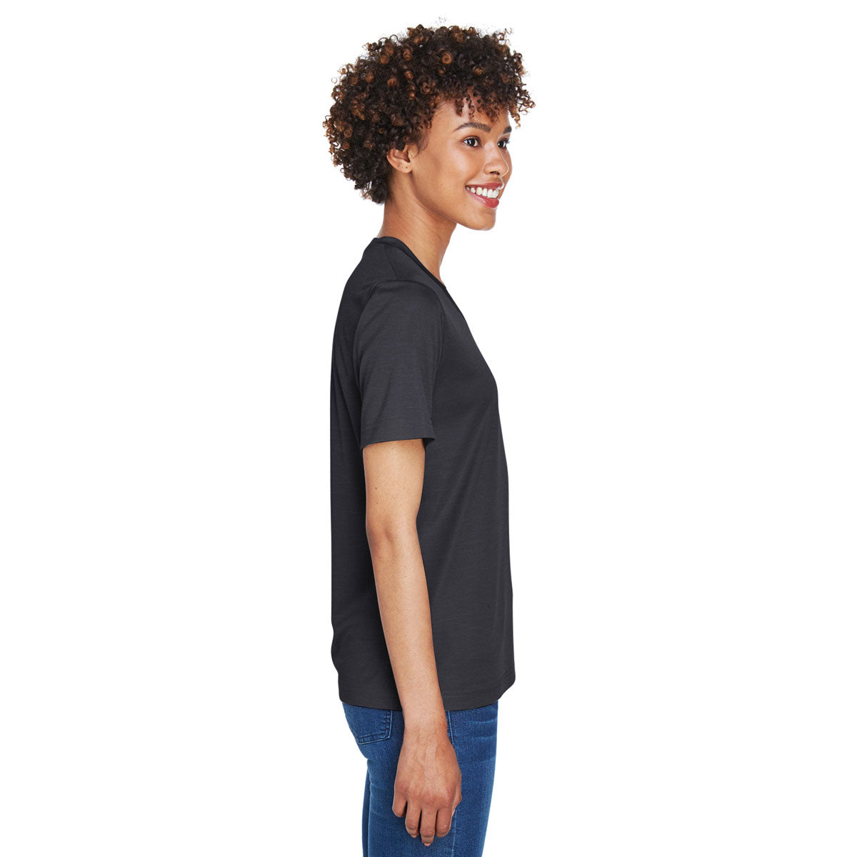 Team 365 Women's Stylish Black Heather Zone Sonic Heather Performance T-Shirt