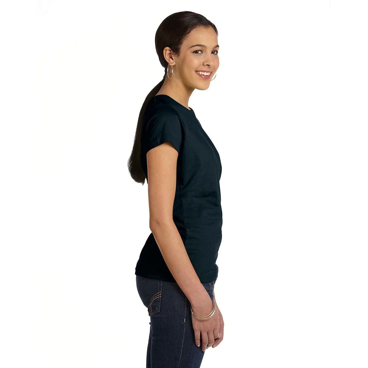 LAT Women's Elegant Black Fine Jersey T-Shirt - Ideal for Branding