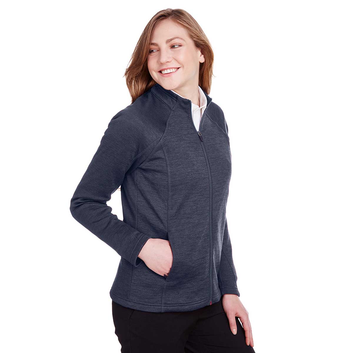 North End Women's Stunning Navy Heather/Carbon Flux 2.0 Full-Zip Jacket