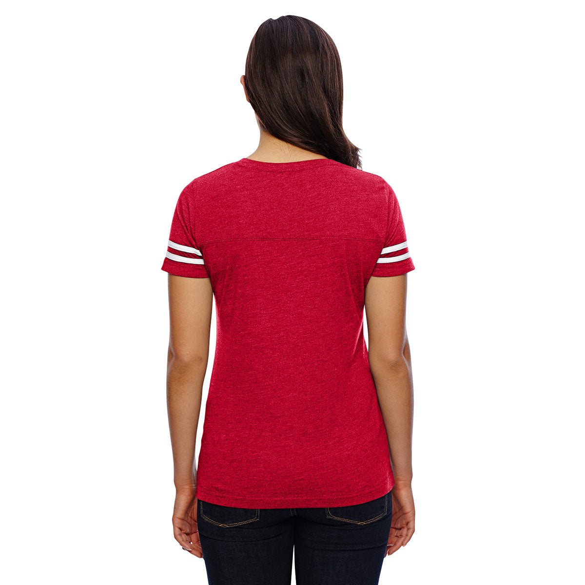 LAT Women's Stunning Vintage Red/Blended White Football Jersey T-Shirt