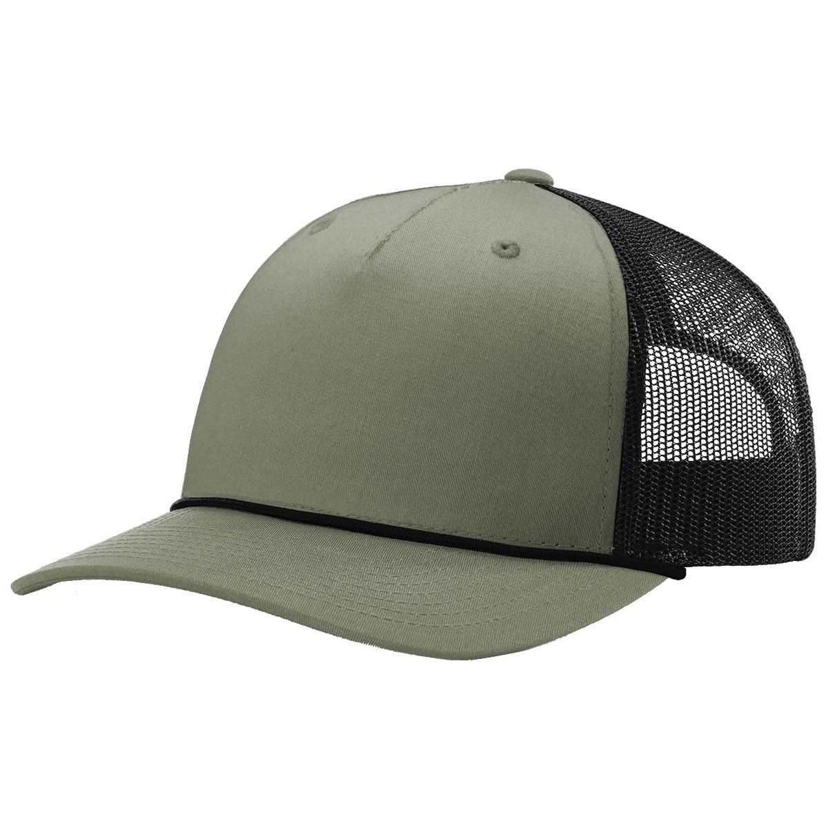 Richardson's Stunning Loden/Black/Black Split Five Panel Trucker Hat with Rope