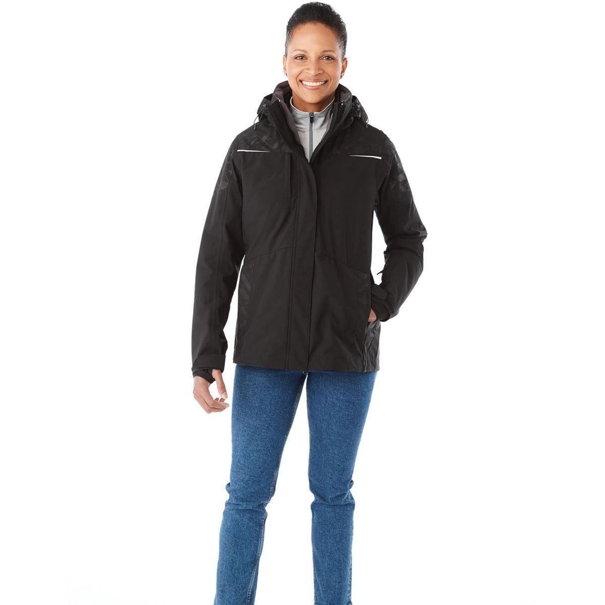 Elevate Women's Stylish Black Yamaska 3-IN-1 Jacket - A Cold-Weather Essential!