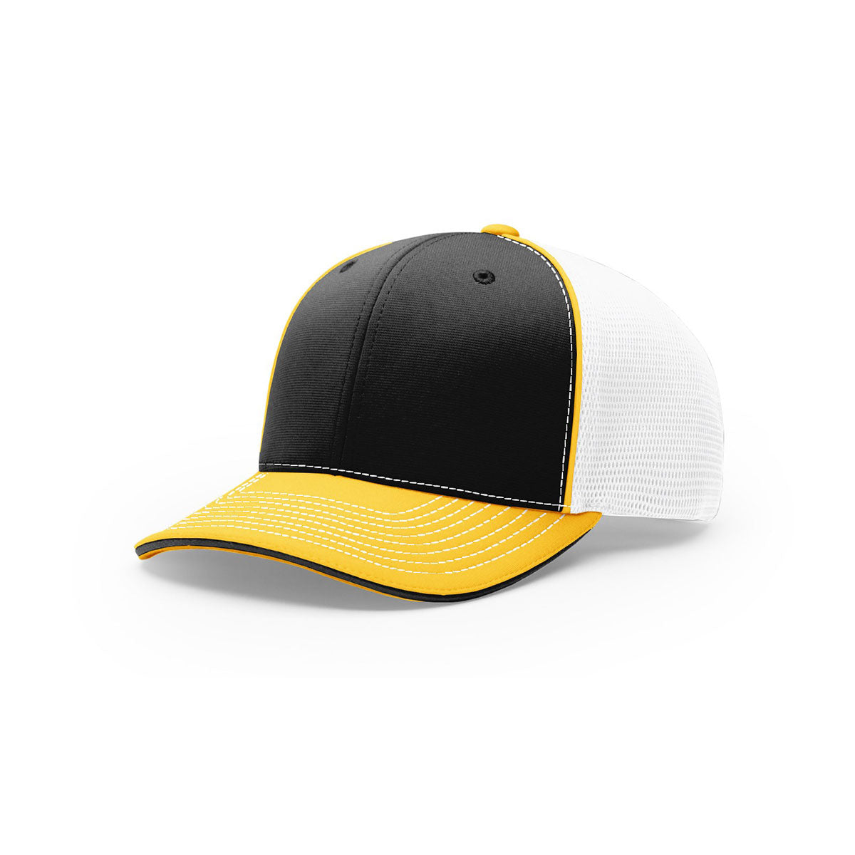 Richardson On-Field Tri-Color R-Flex Pulse SportMesh Cap: Black, White & Gold