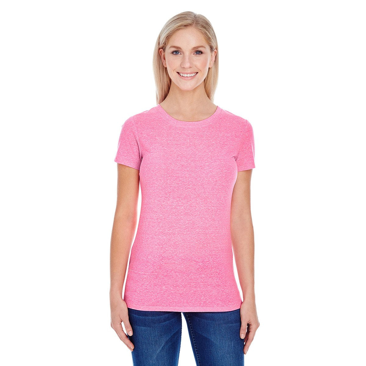 Threadfast Women's Stunning Neon Pink Triblend Short-Sleeve T-Shirt - Must-Have for Summer!
