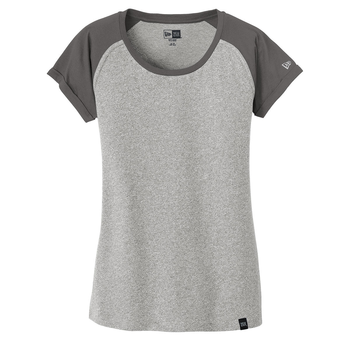 New Era Women's Graphite/Light Graphite Twist Heritage Blend Varsity Tee - A Fashionable Must-Have!
