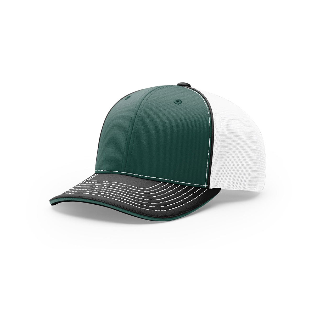 Richardson On-Field Tri-Color R-Flex Pulse SportMesh Cap: Dark Green, White & Black