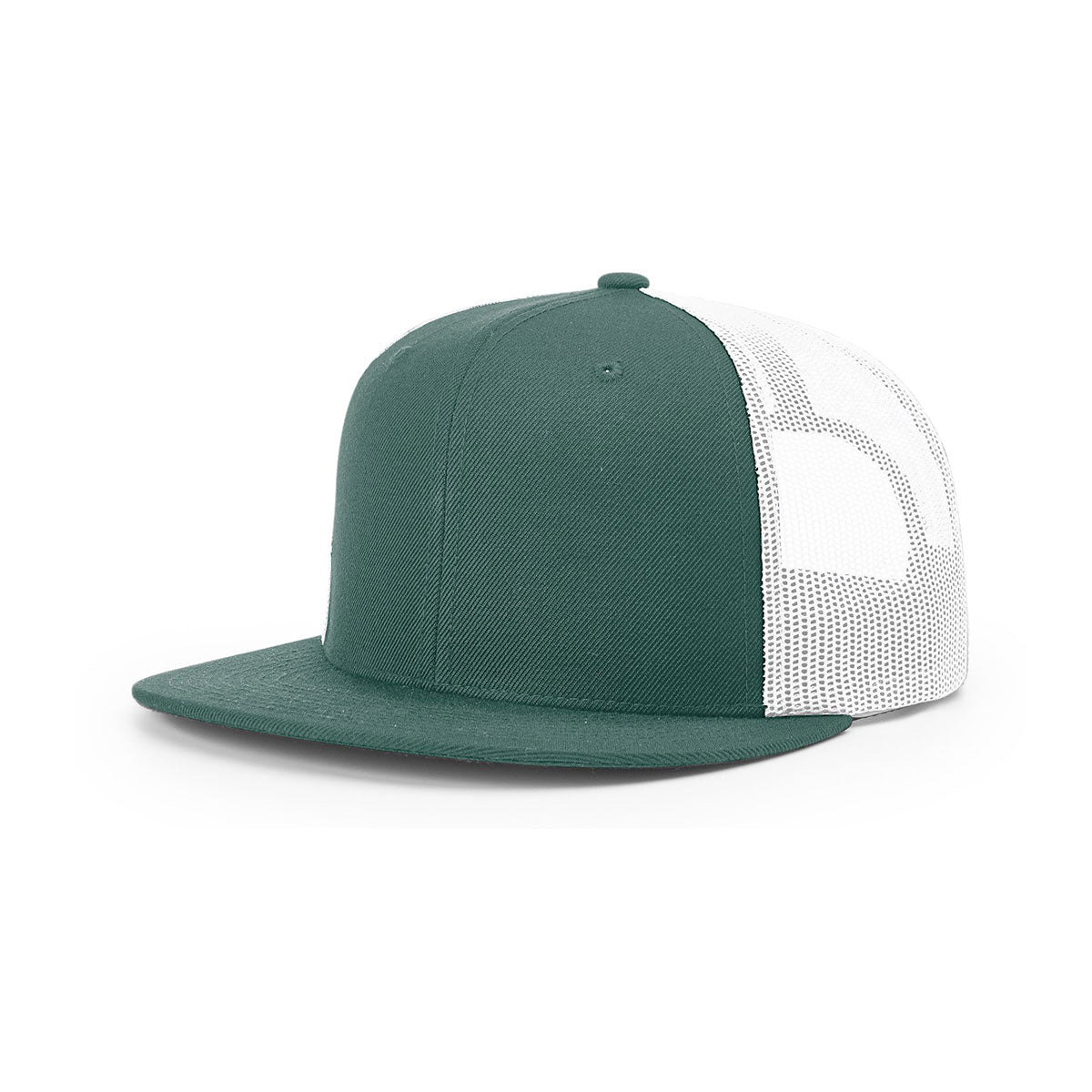 Richardson Dark Green/White Wool Blend Trucker Hat with Mesh Back