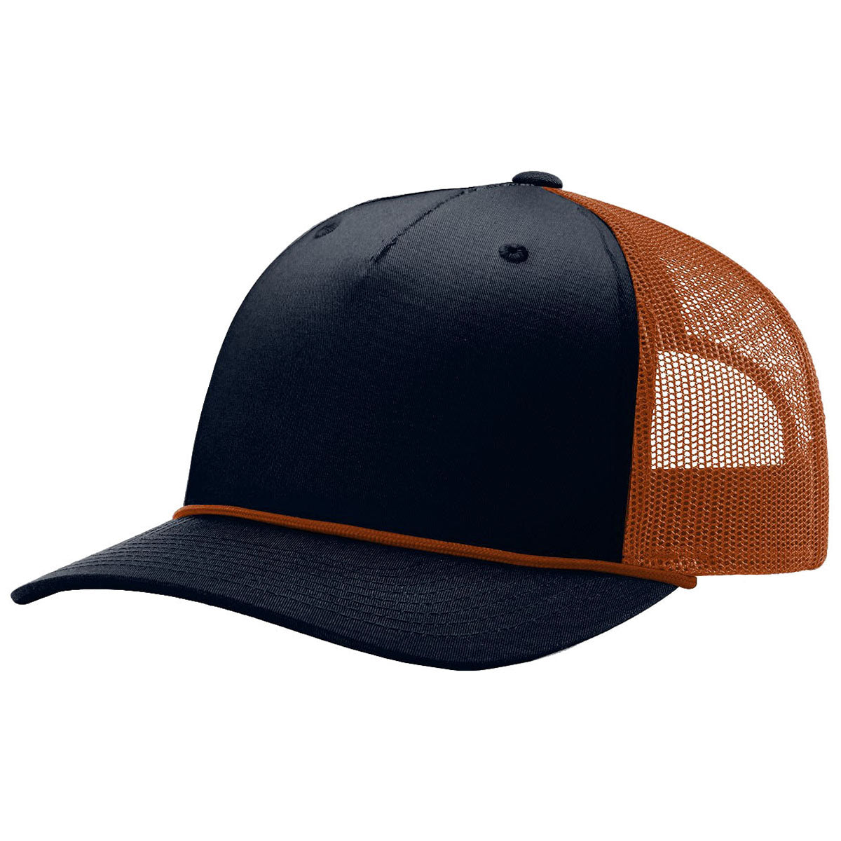 Richardson Navy/Dark Orange Split 5-Panel Trucker Hat with Rope - Carry Your Style!