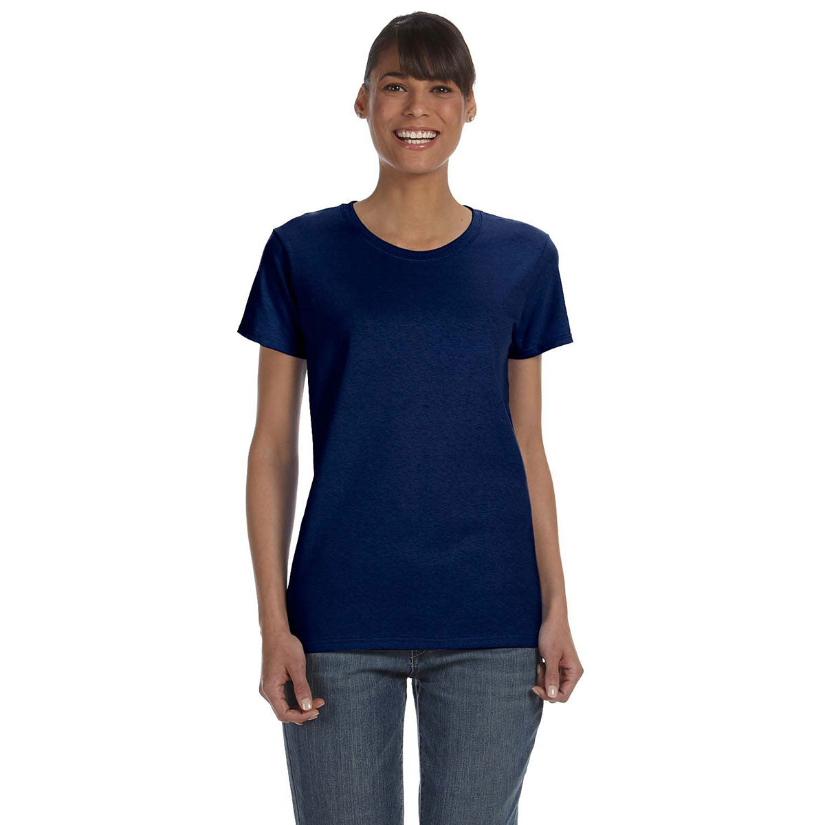 Gildan Women's Navy 5.3 oz. Custom-Printed T-Shirt: A Stylish Marketing Gem