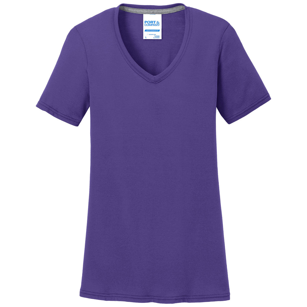 Port & Company Women's Stunning Purple Performance Blend V-Neck Tee - Grab Yours Now!