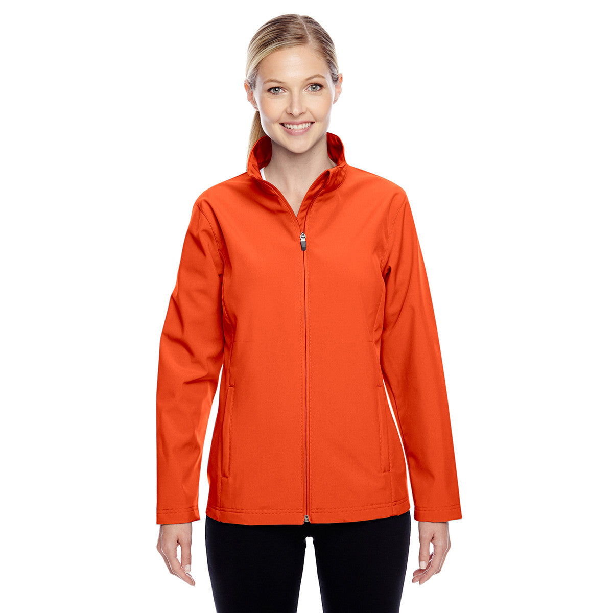 Team 365 Women's Orange Sport Leader Soft Shell Jacket - A Fashionable Must-Have!