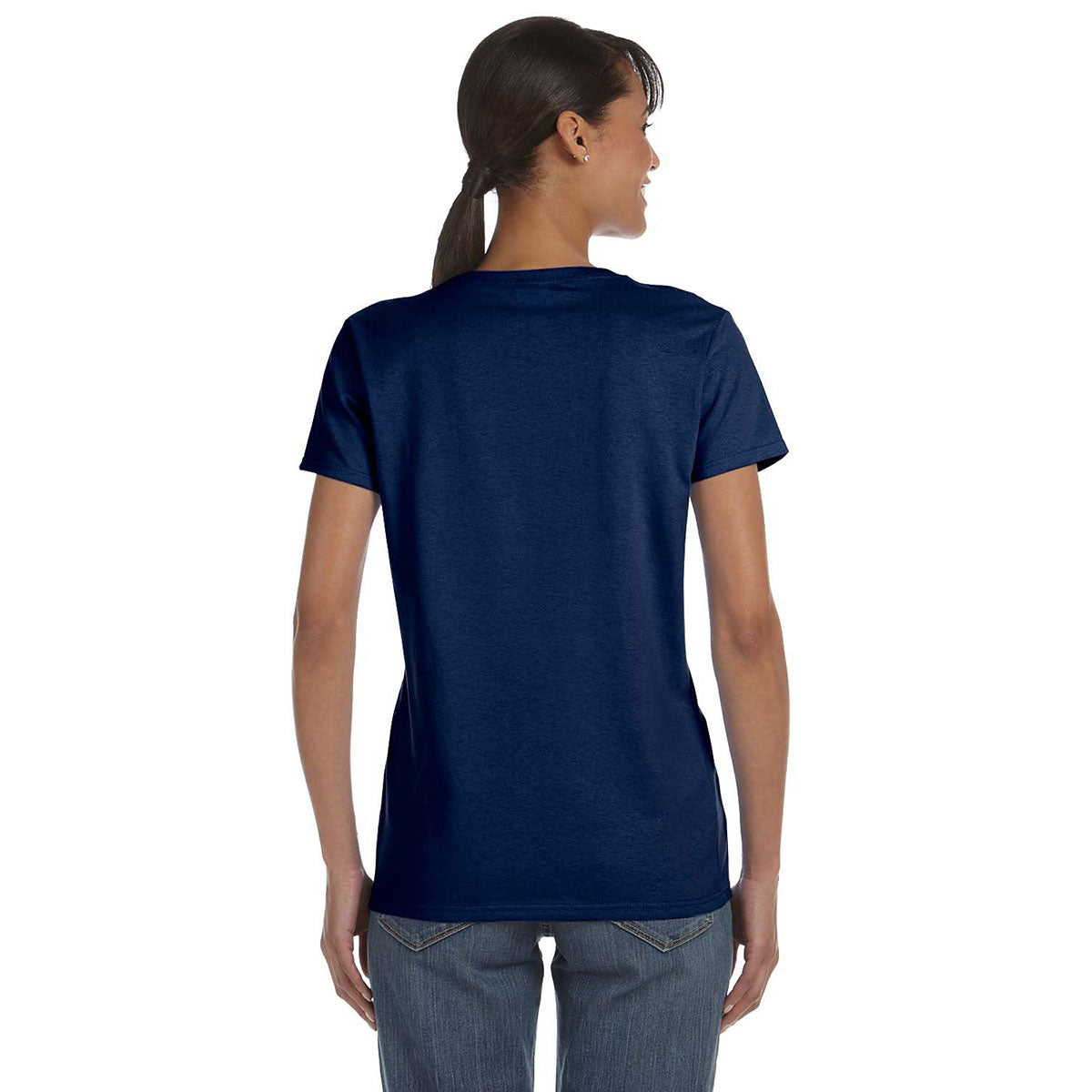 Gildan Women's Navy 5.3 oz. Custom-Printed T-Shirt: A Stylish Marketing Gem