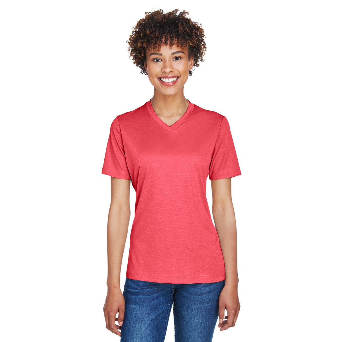 Team 365 Women's Performance Red Heather Zone Sonic T-Shirt