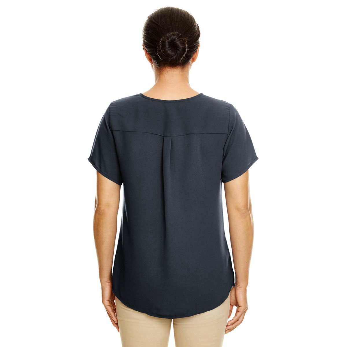 Devon & Jones Women's Stunning Black Perfect Fit Short-Sleeve Crepe Blouse
