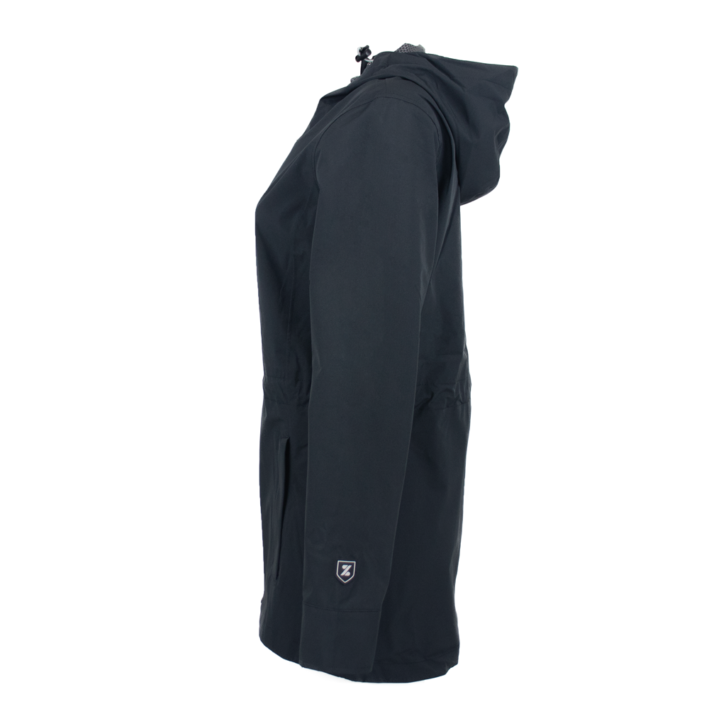 Zusa Women's 48-Hour Black North Shore Rain Jacket - A Sustainable Fashion Statement