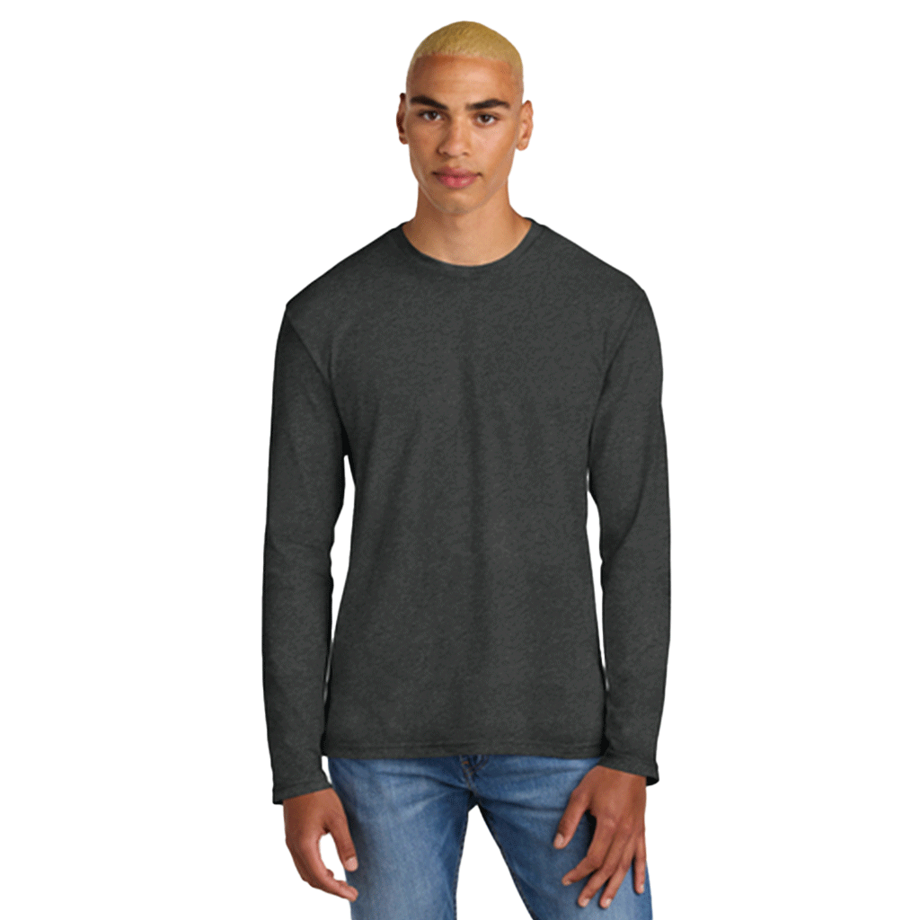 District Unisex Charcoal Heathered Long Sleeve Tee - The Perfect Weight!