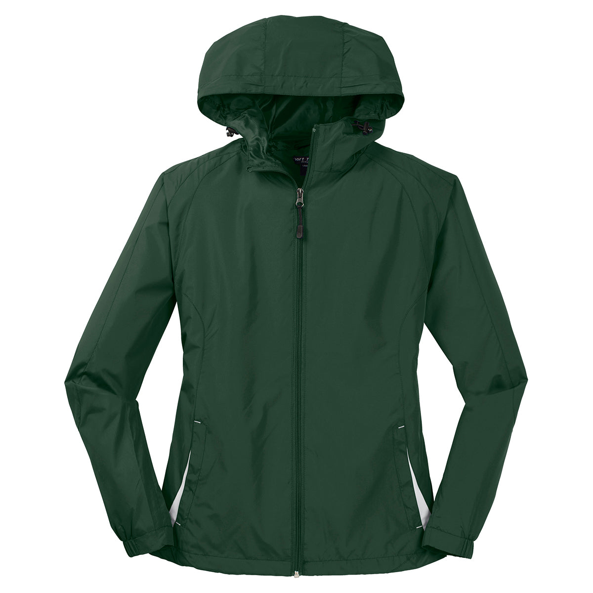 Sport-Tek Women's Stunning Forest Green/White Colorblock Hooded Raglan Jacket