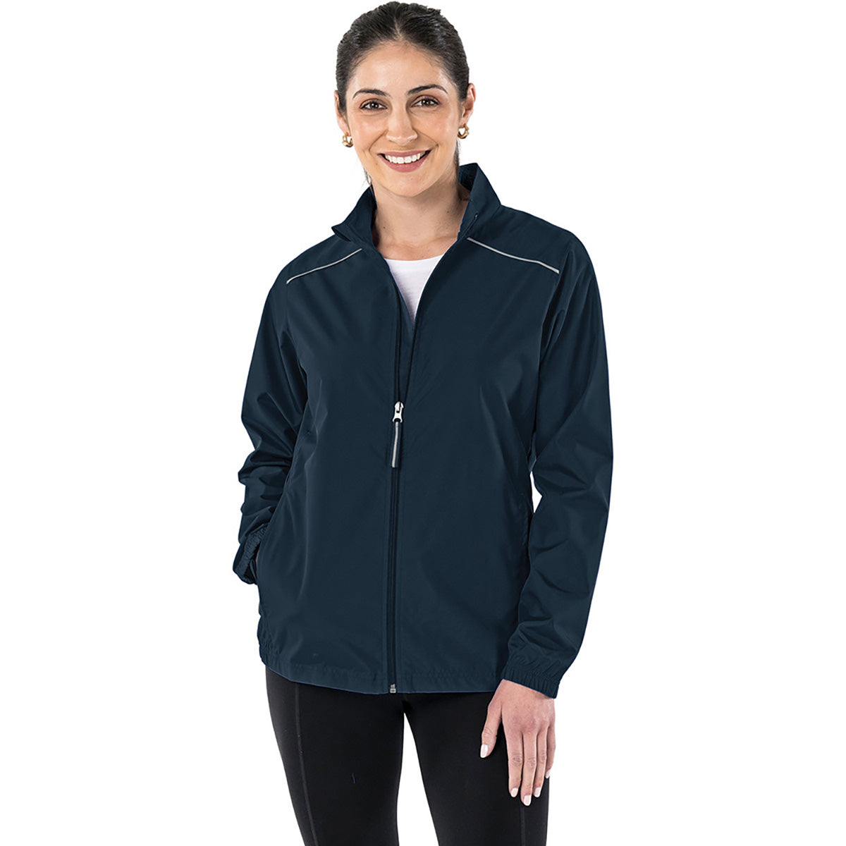 Charles River Women's Navy Skyline Pack-N-Go Reflective Jacket: Show Your Pride!