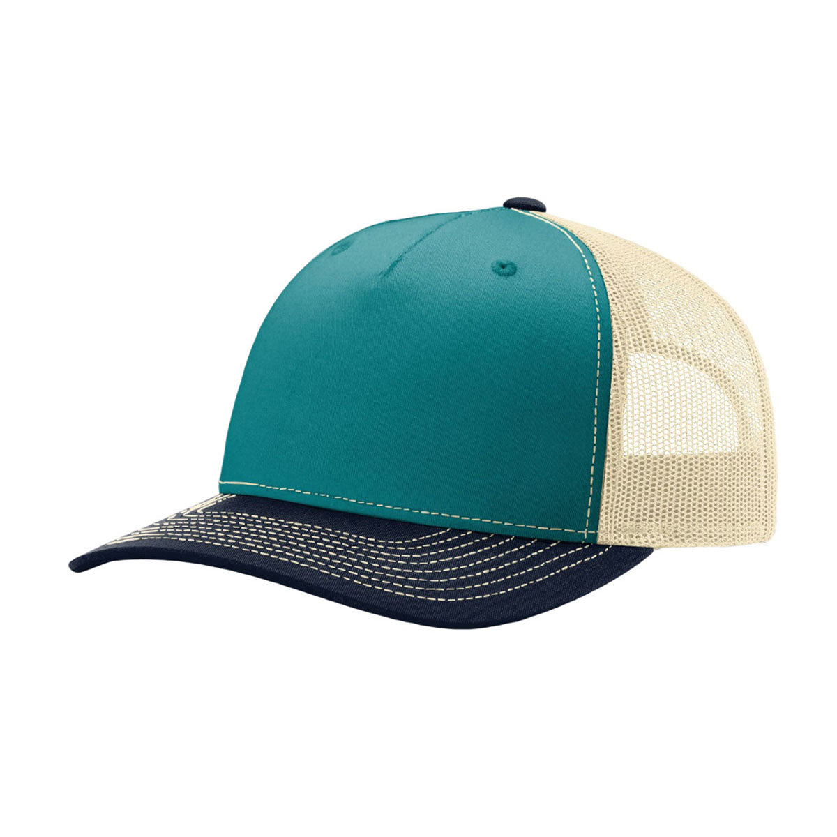 Richardson Stunning Blue Teal/Birch/Navy Five - Panel Trucker Cap