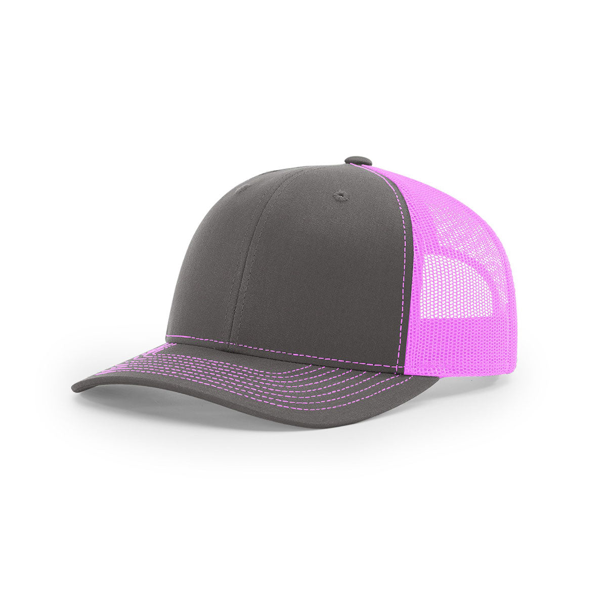Richardson Charcoal/Neon Pink Mesh Split Trucker Hat - A Bold Fashion Statement