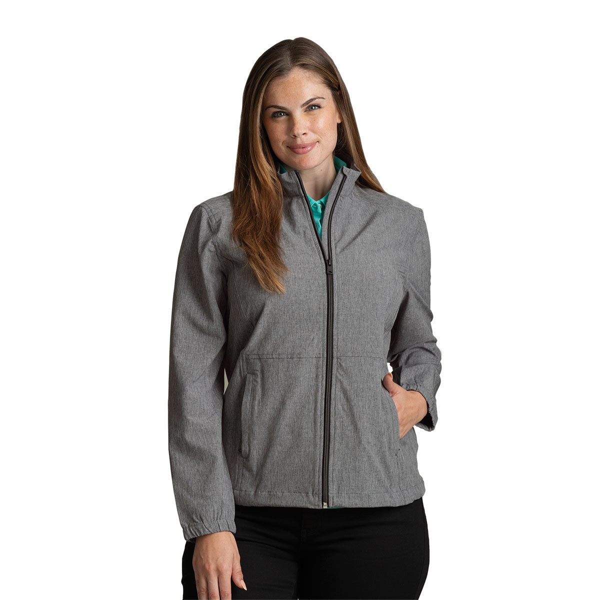 Greg Norman Women's Stylish Black Heather Stretch Windbreaker Jacket