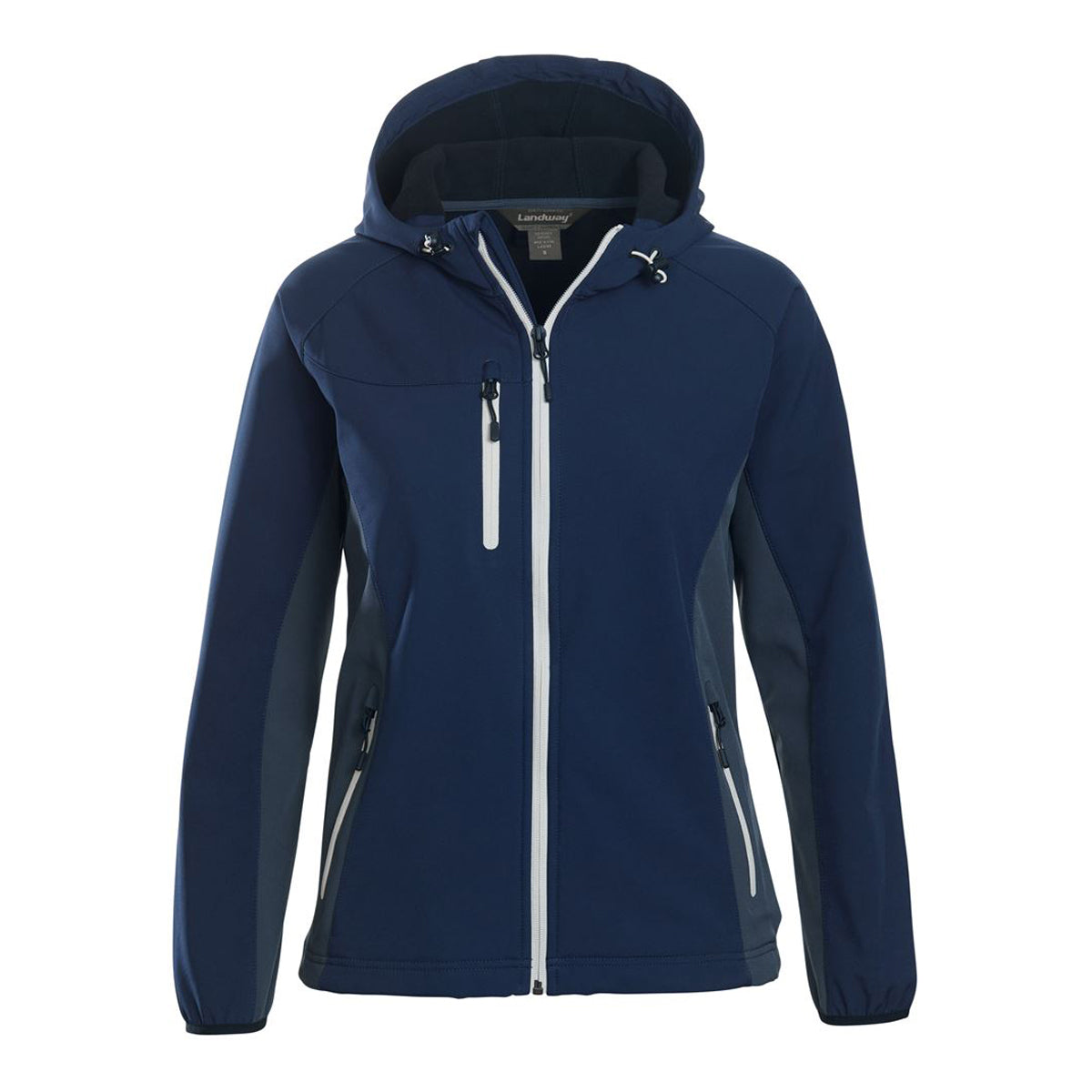Landway Women's Navy/White McKinley Hooded Soft-Shell Jacket - Stylish Warmth for Women