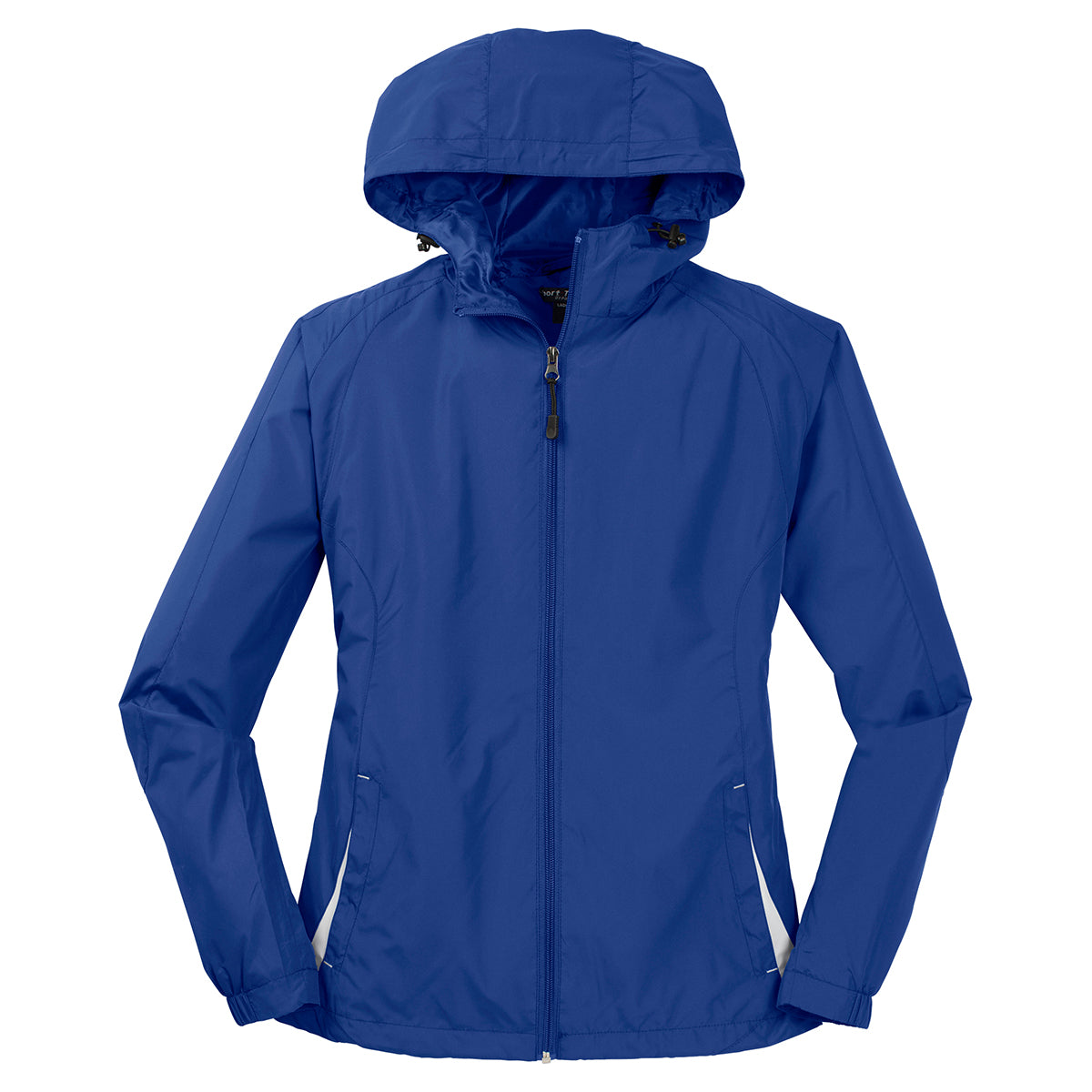 Sport-Tek Women's True Royal/White Colorblock Hooded Raglan Jacket - A Stylish and Functional Must-Have!