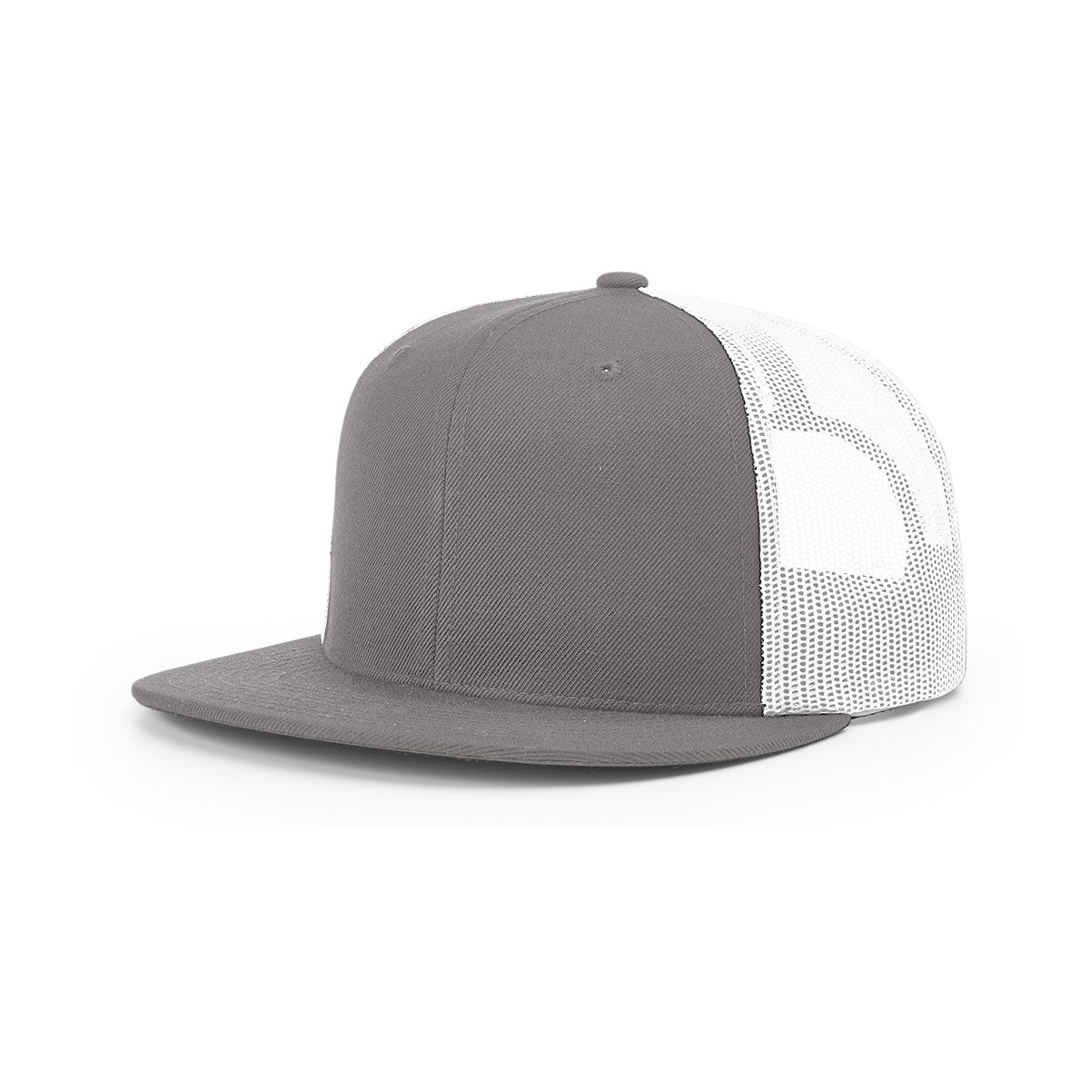 Richardson Charcoal/White Mesh Back Wool Blend Flatbill Trucker Hat - A Stylish Branding Essential