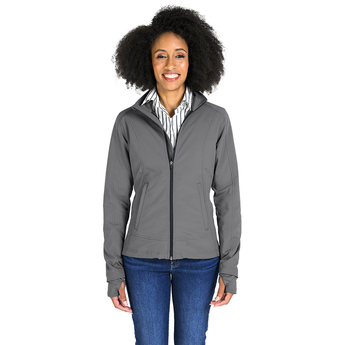 Charles River Women's Stylish Steel Grey Axis Soft Shell Jacket
