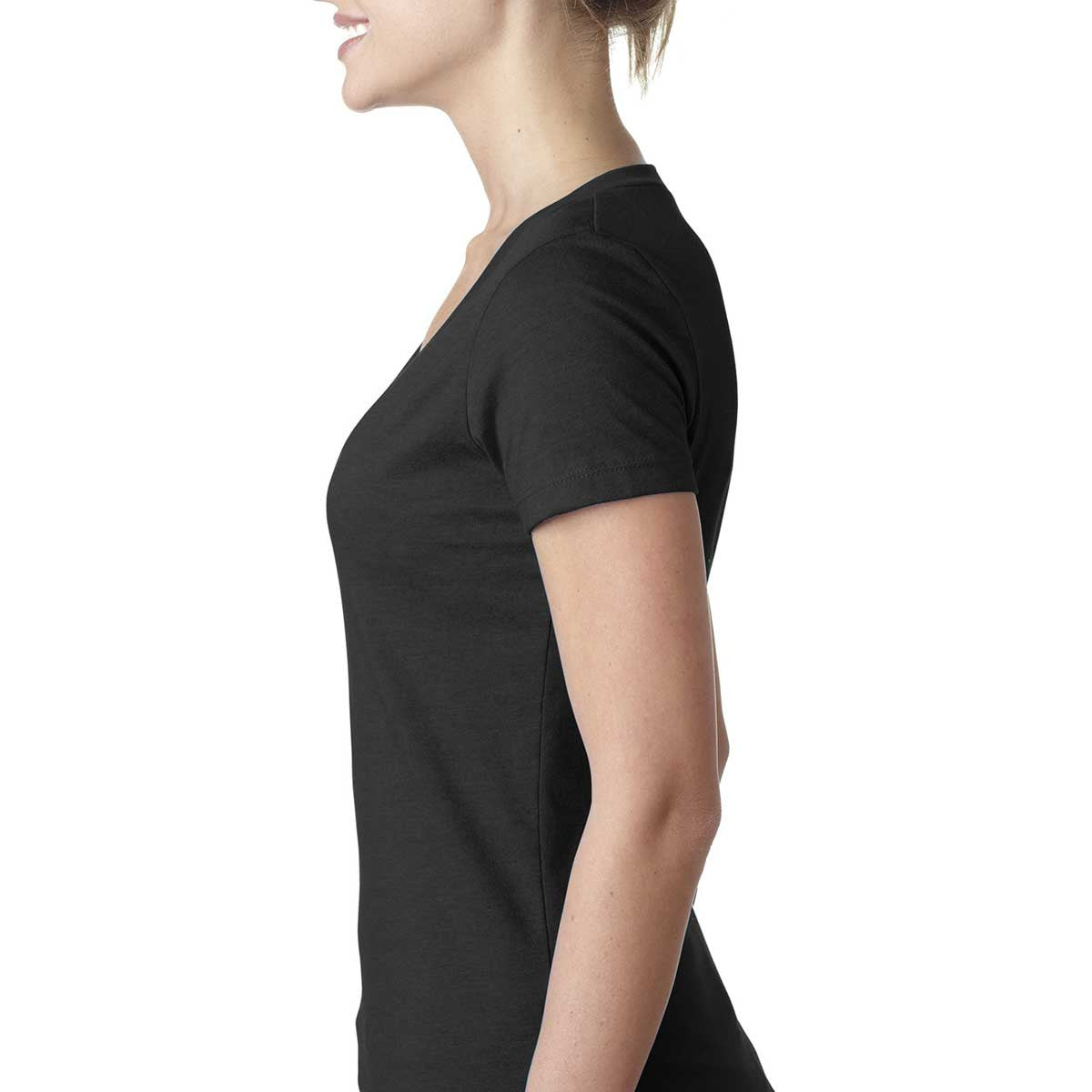 Next Level Women's Stylish Black CVC Deep V Tee