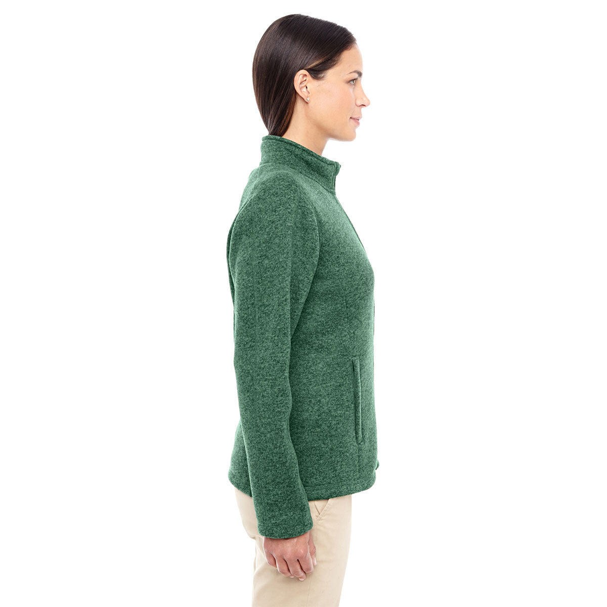 Devon & Jones Women's Forest Heather Bristol Full-Zip Fleece Sweater Jacket - A Must-Have!