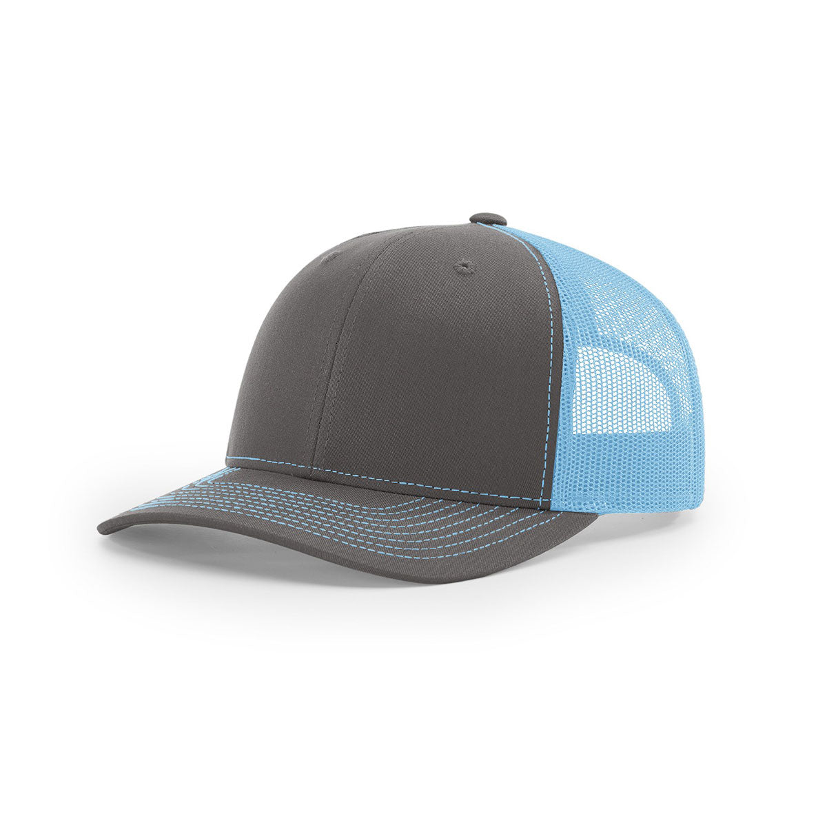 Richardson Charcoal/Columbia Blue Mesh Split Trucker Hat: A Stylish Branding Essential