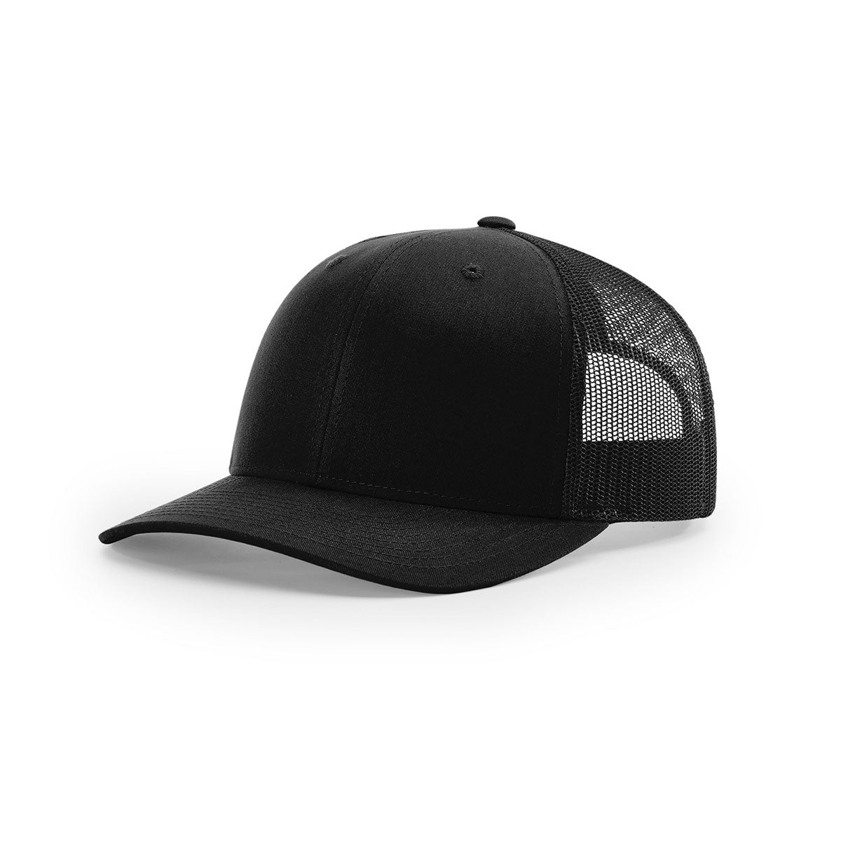 Richardson's Stunning Black Mesh Back Solid Low Pro Trucker Hat
