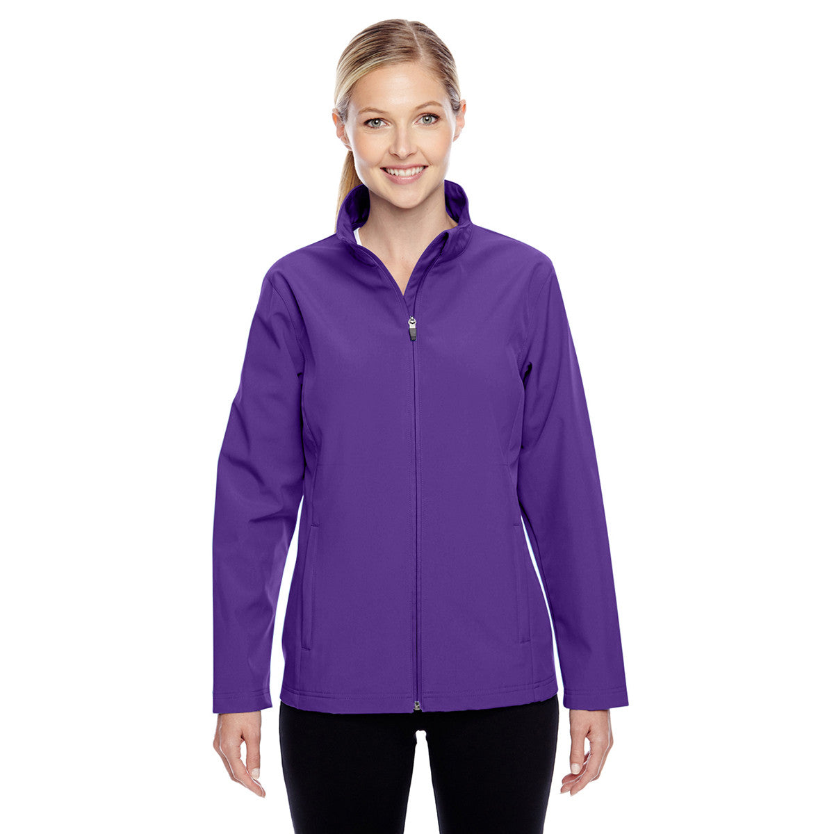 Team 365 Women's Purple Leader Soft Shell Sport Jacket - A Fashionable Must-Have!