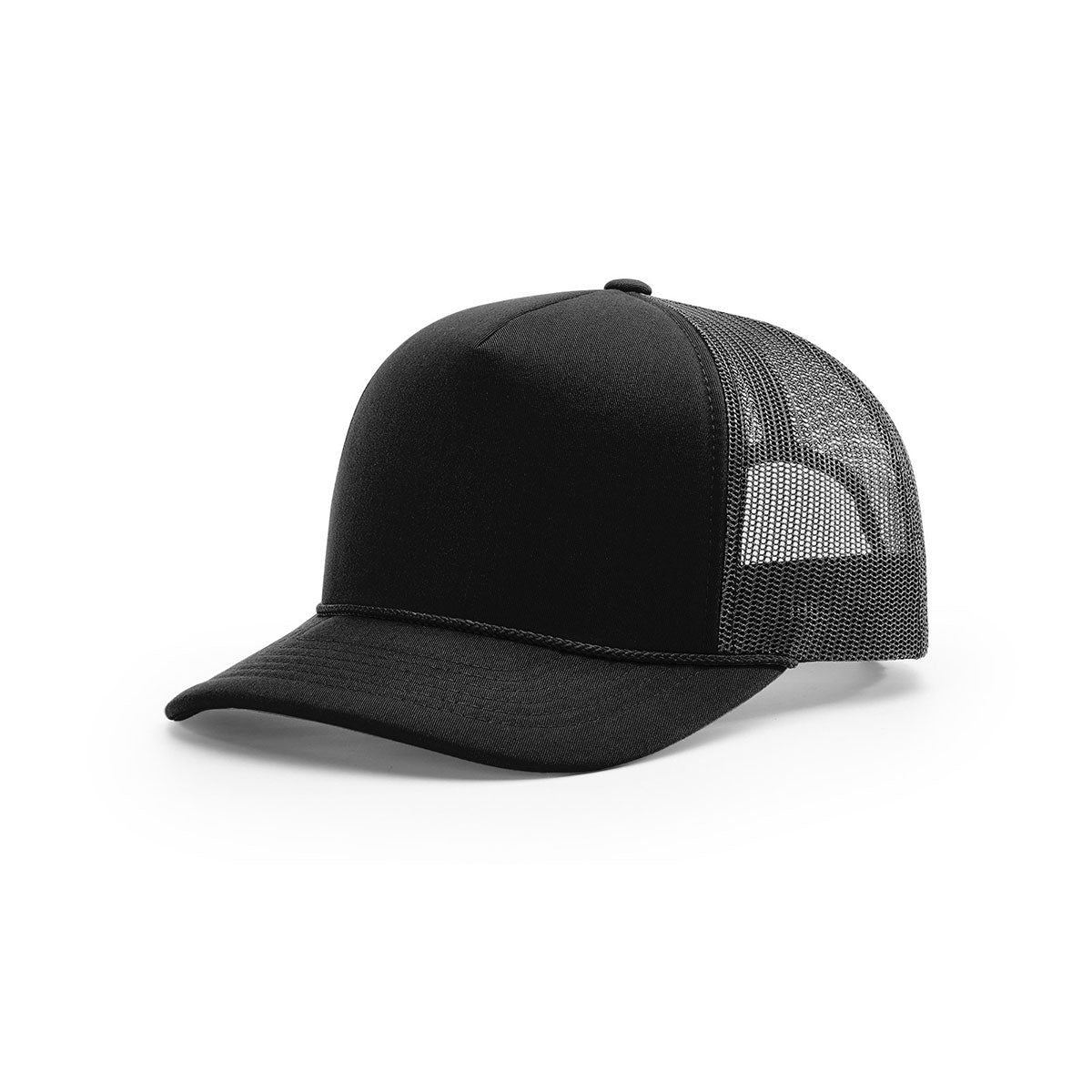 Richardson's Premium Black Mesh Back Solid Foamie Trucker Hat - Customizable Style!