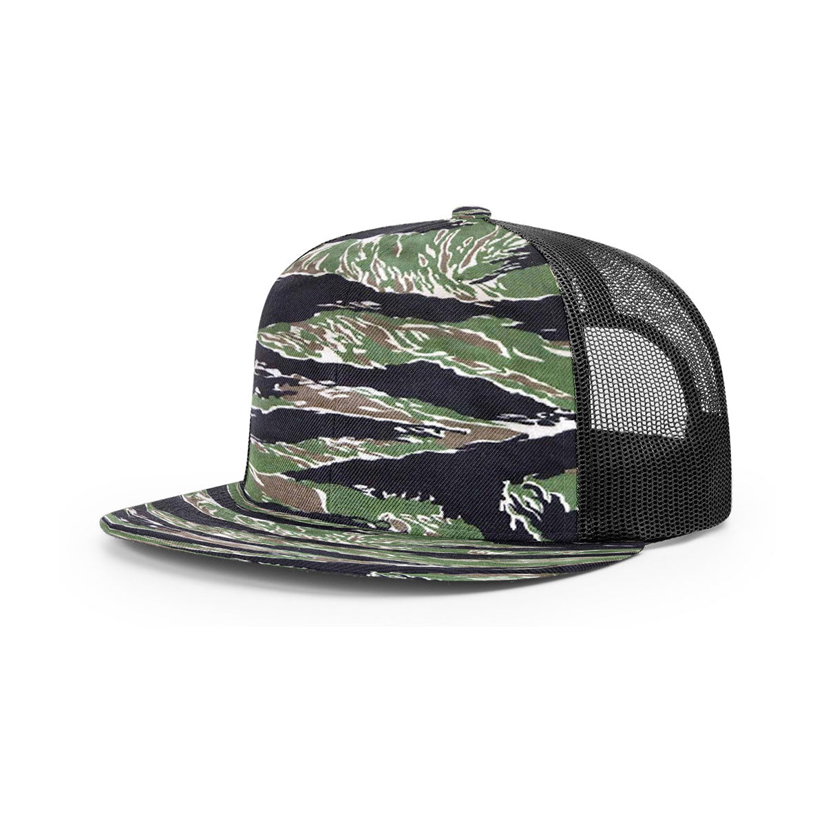 Richardson Tiger Camo/Black Mesh Back Wool Blend Flatbill Trucker Hat: A Must-Have for Brand Promotion
