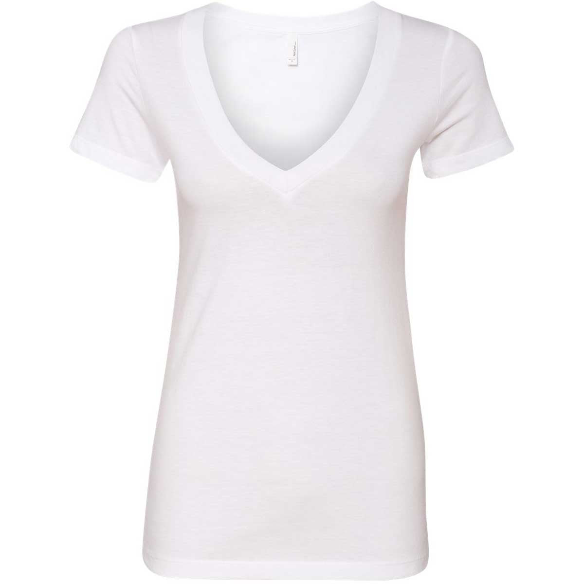 Next Level Women's Stunning White CVC Deep V Tee - Elevate Your Style!