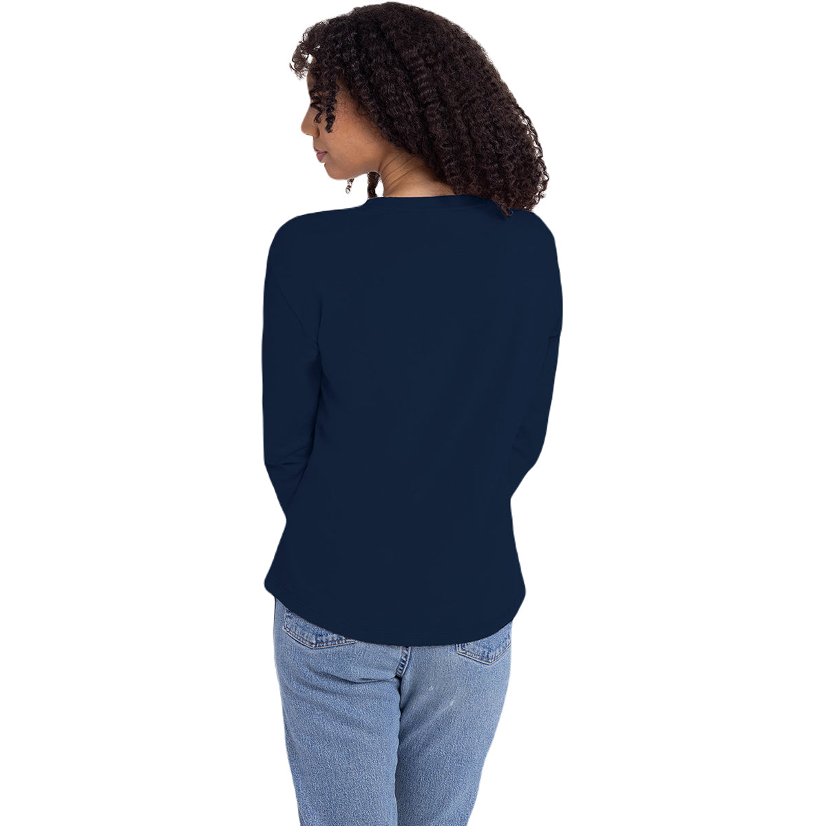 Next Level Apparel Women's Stylish Midnight Navy Relaxed Long Sleeve T-Shirt