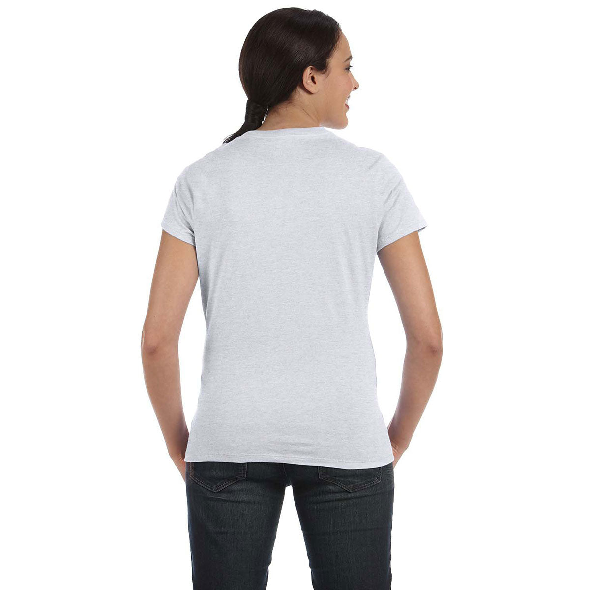 Hanes Women's Stylish Ash 4.5 oz. 100% Ringspun Cotton nano-T T-Shirt