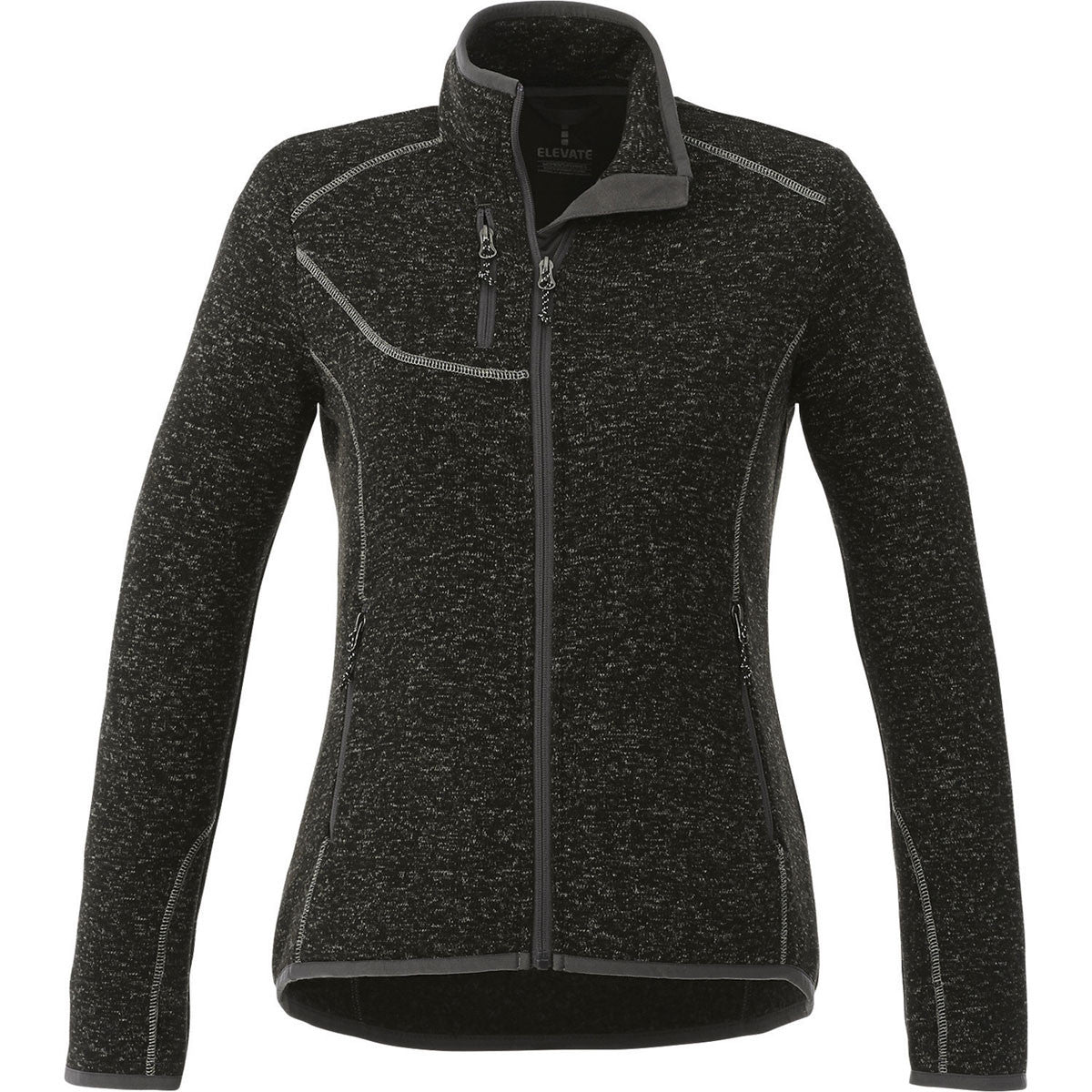 Elevate Women's Stunning Black Smoke Heather Tremblant Knit Jacket