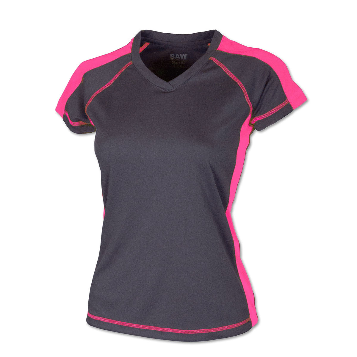 BAW Women's Stunning Charcoal/Neon Pink Xtreme Tek Sideline T-Shirt