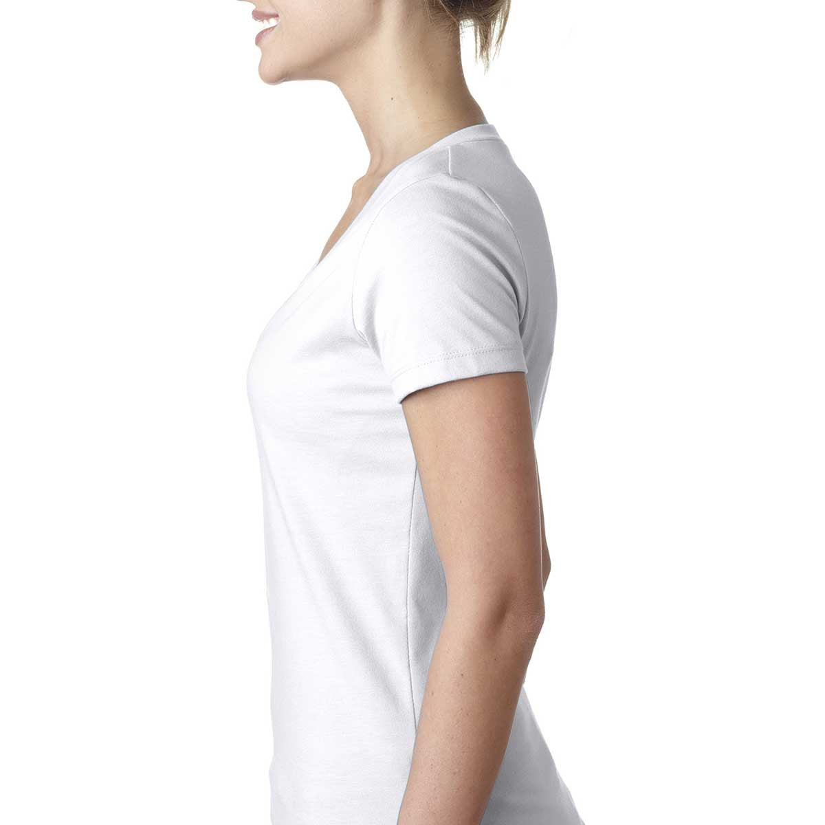Next Level Women's Stunning White CVC Deep V Tee - Elevate Your Style!