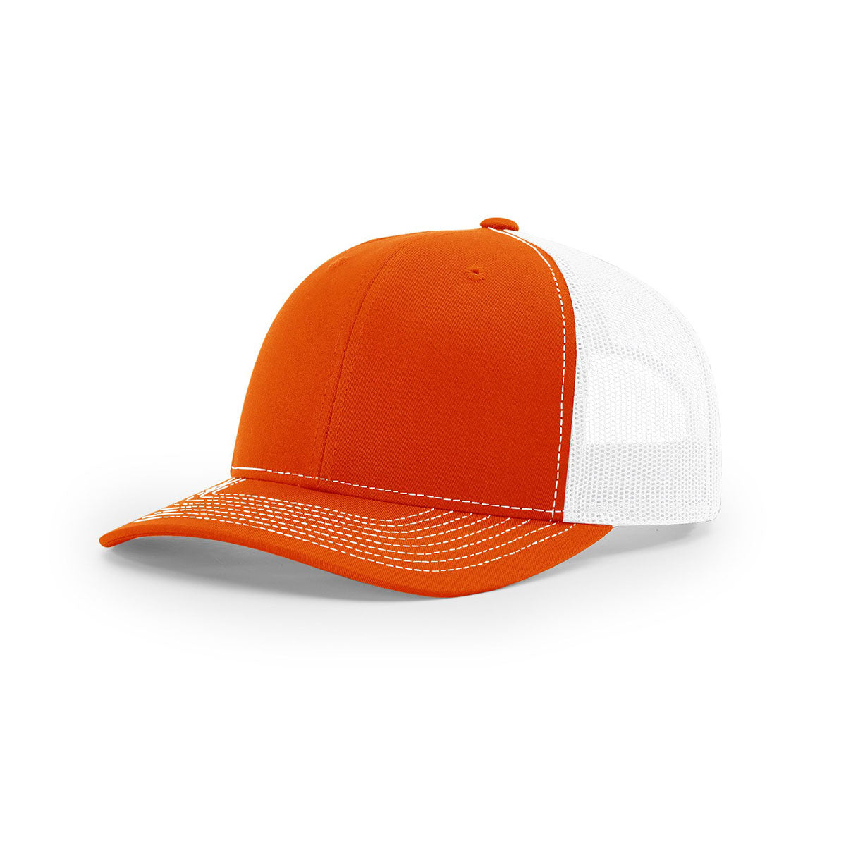 Richardson Orange/White Mesh Back Split Trucker Hat - Stand Out in Style!