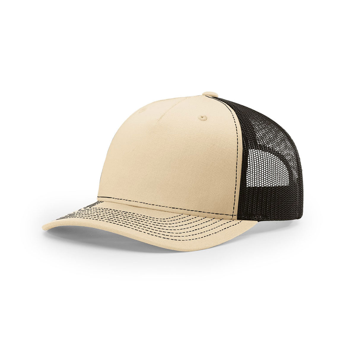Richardson Khaki/Coffee Mesh Back Trucker Hat: Customizable 5-Panel Style