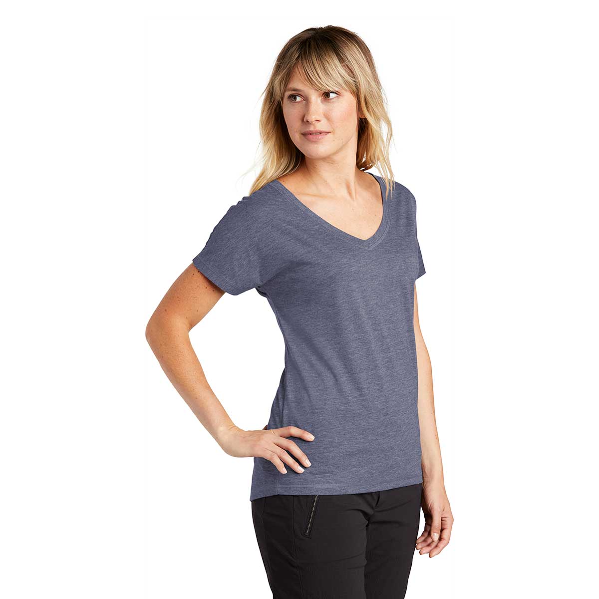 Sport-Tek Women's True Navy Heather PosiCharge Tri-Blend Wicking Dolman Tee - The Ultimate Comfort Tee