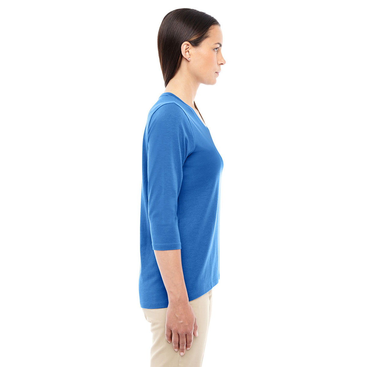 Devon & Jones Women's Stunning French Blue V-Neck Top with Perfect Fit