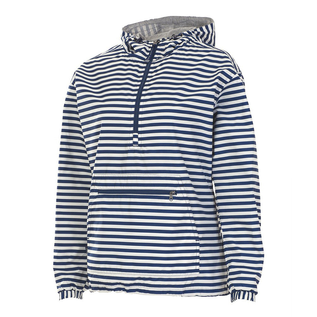 Charles River Women's Navy-White Stripe Chatham Anorak Print Pullover: Stylish Weather Protection