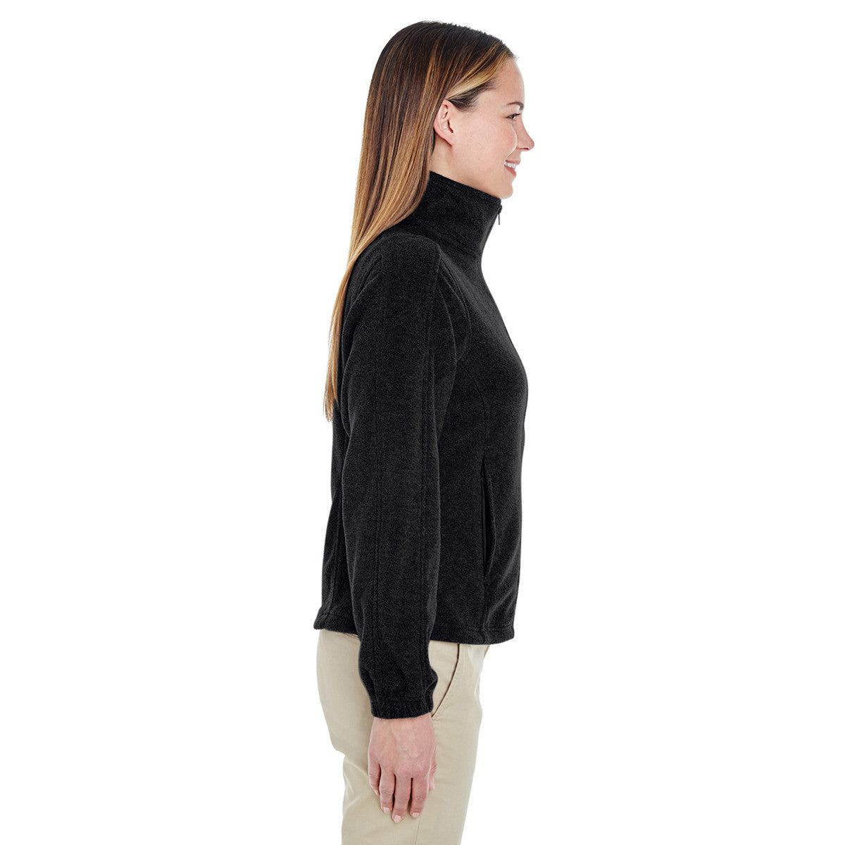 UltraClub Women's Black Iceberg Cozy Fleece Full-Zip Jacket - The Ultimate Cold-Weather Essential!